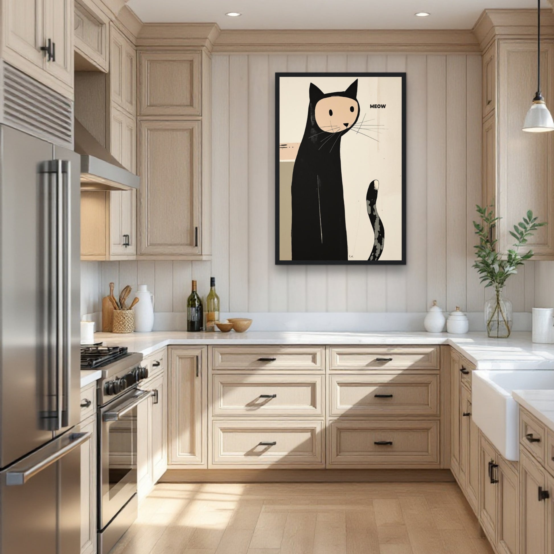 Quirky Modern Cat Art Poster Print
