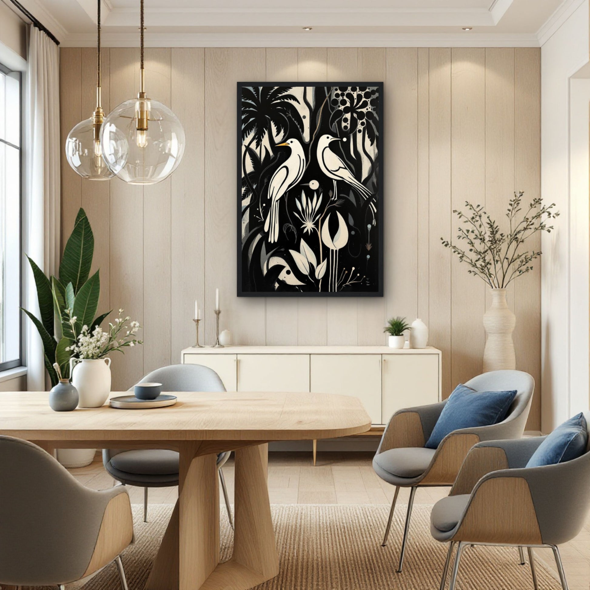 Black & White Minimalist Bird Art Print