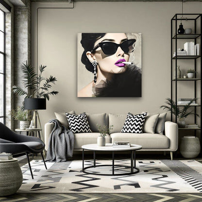 Smoking Girl Retro Fashion Model Art Print