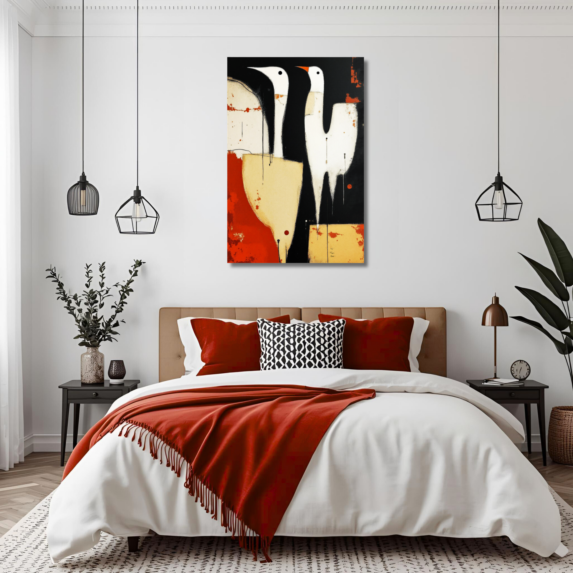 Abstract Neutral Goose Bird Art Print