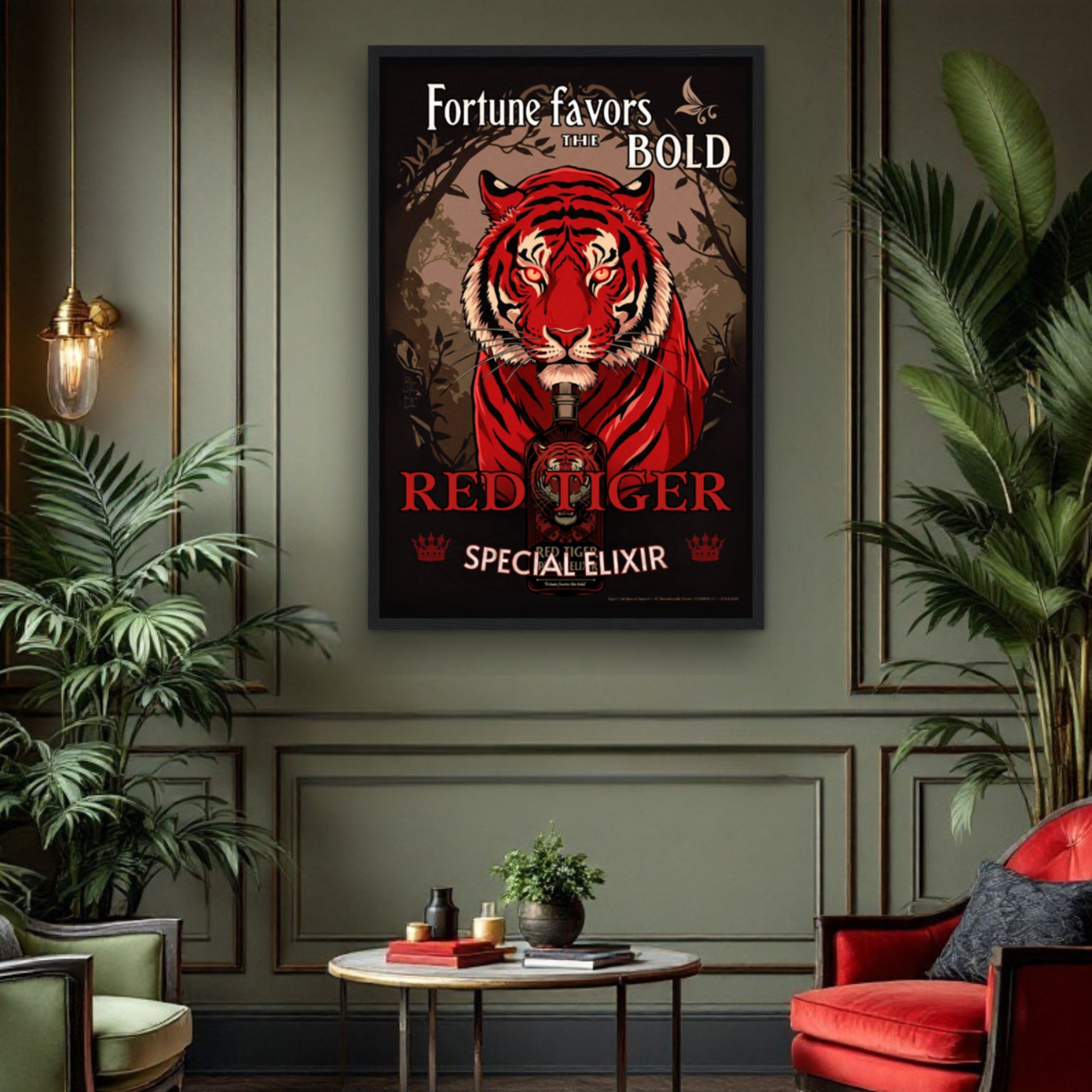 Tiger Cocktail Bar Art Poster Print