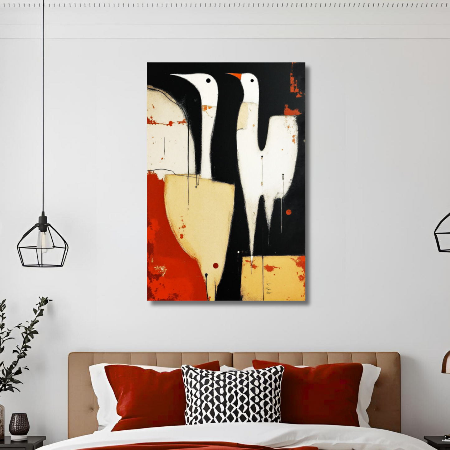 Abstract Neutral Goose Bird Art Print