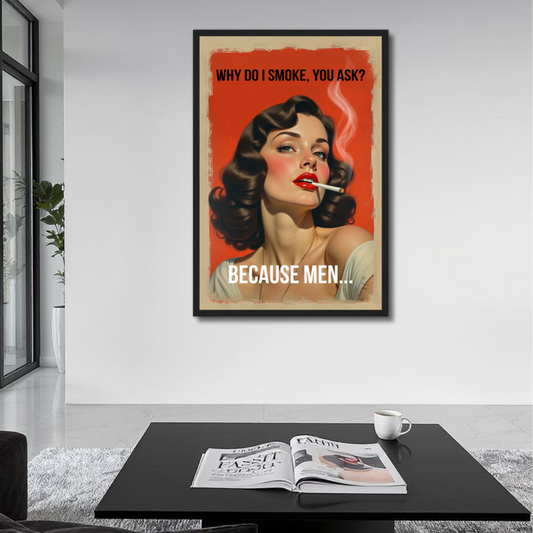 Retro Smoking Pin-Up Girl Art Print