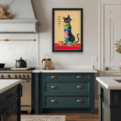 Quirky Cat Funny Tea Art Print