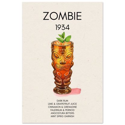 Zombie Tiki Cocktail Bar Art Print No Frame 40x60 cm 16x24″ Museum-Quality Matte Paper Poster