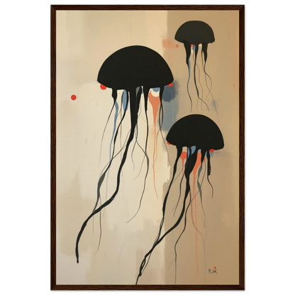 Minimalist Abstract Floating Jellyfish Art Print Dark Brown Wood Frame 40x60 cm 16x24″ Museum-Quality Matte Paper Wooden Framed Poster