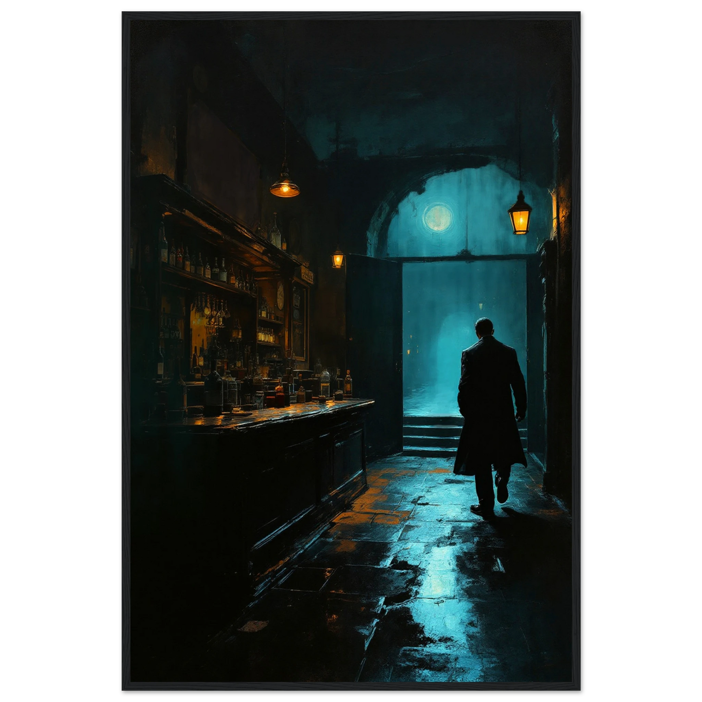 Speakeasy Prohibition Bootleg Bar Art Poster Print 60x90 cm 24x36″ Museum-Quality Matte Paper Wooden Framed Poster Black Wood Frame