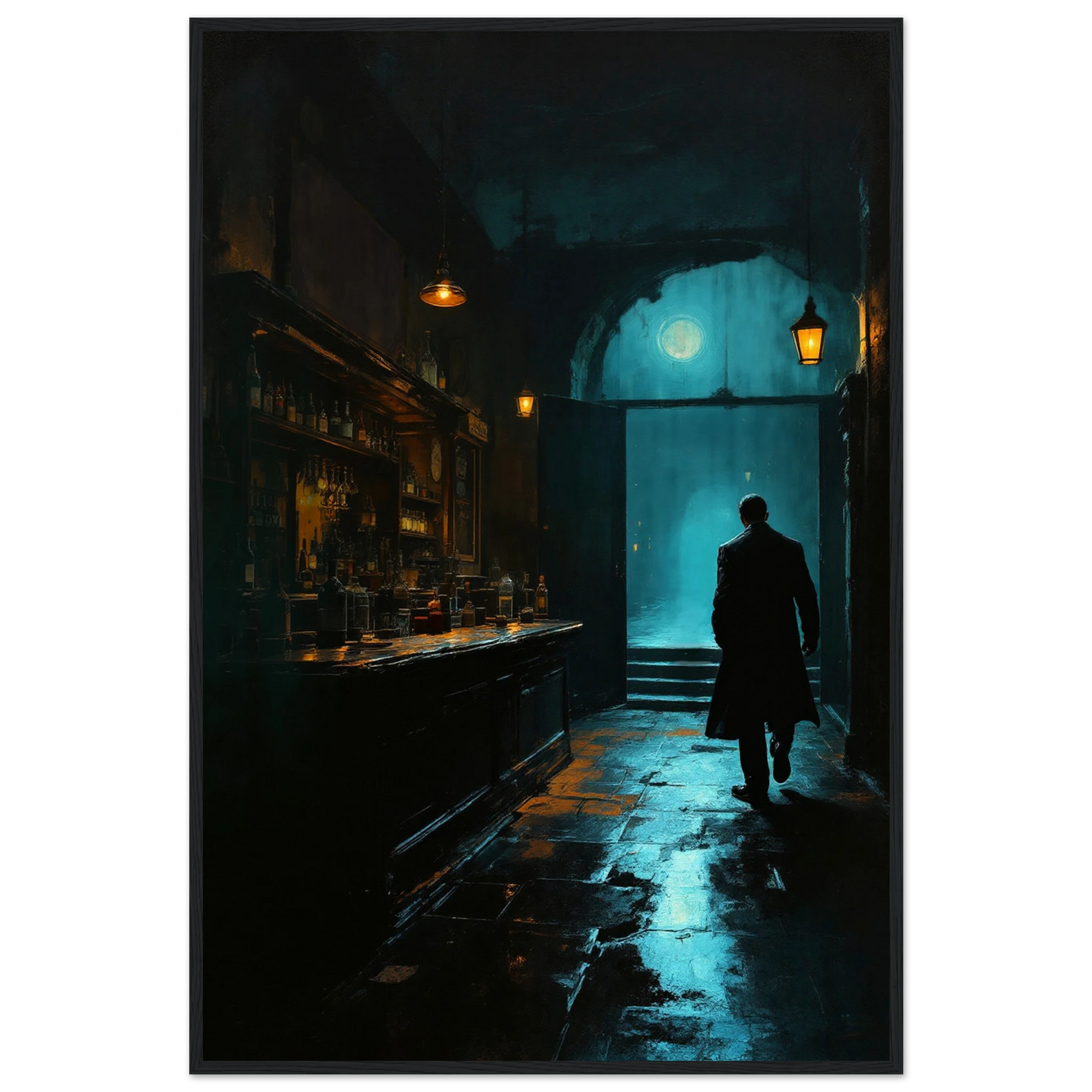 Speakeasy Prohibition Bootleg Bar Art Poster Print 60x90 cm 24x36″ Museum-Quality Matte Paper Wooden Framed Poster Black Wood Frame