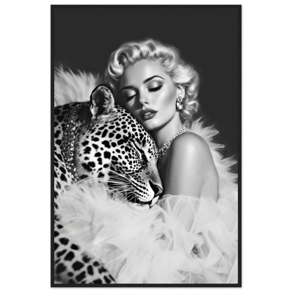 Marilyn Monroe Glam Leopard Art Print Black Wood Frame 60x90 cm 24x36″ Premium Matte Paper Wooden Framed Poster