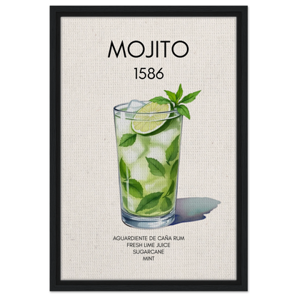 Mojito Cocktail Bar Art Print Black Wood Frame 40x60 cm 16x24″ Framed Canvas
