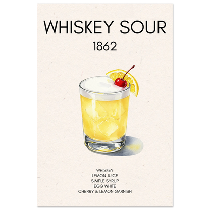 Whiskey Sour Cocktail Bar Art Print No Frame 60x90 cm 24x36″ Premium Matte Paper Poster
