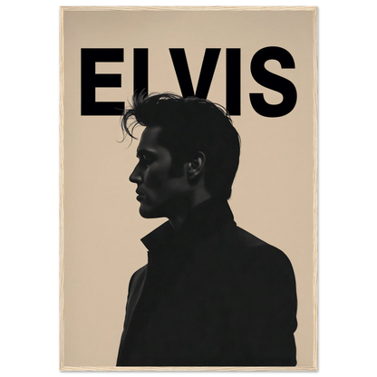 Young Elvis Presley Silhouette Art Print Light Wood Frame 70x100 cm 28x40″ Museum-Quality Matte Wooden Framed Poster
