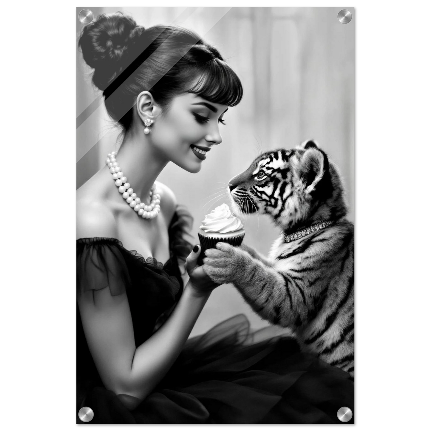 Audrey Hepburn Tiger Cub Art Print No Frame 40x60 cm 16x24″ Sleek Acrylic Print