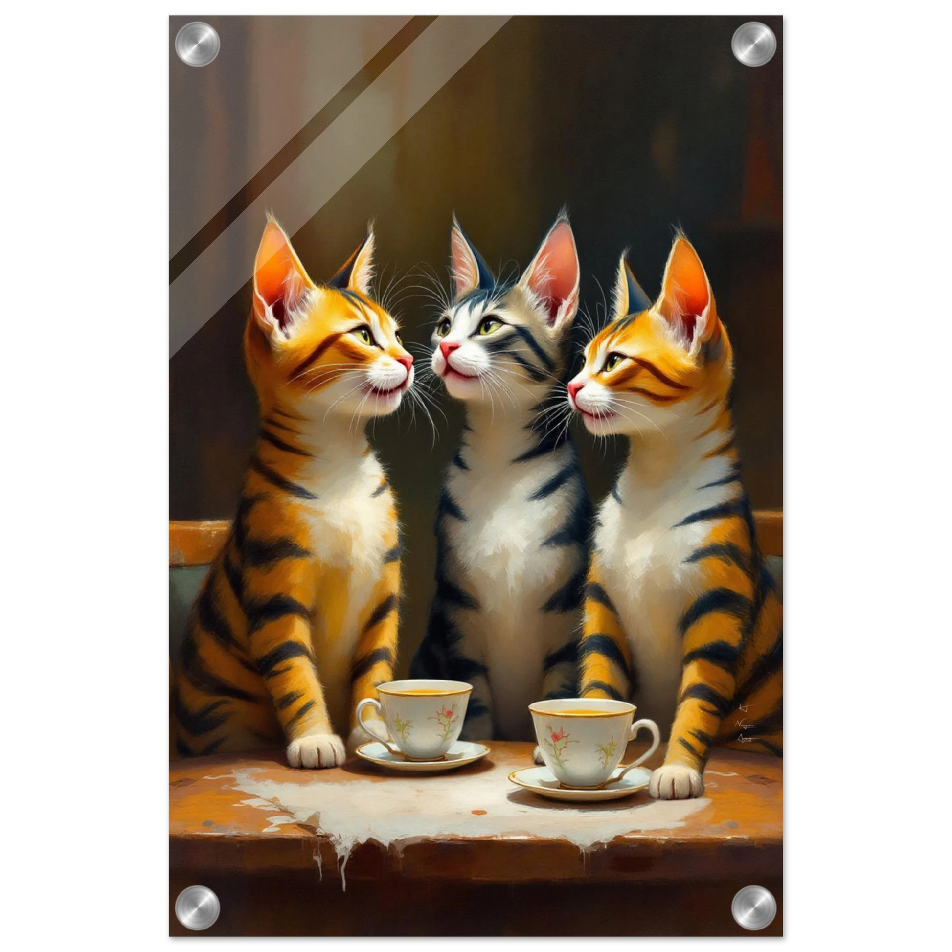 Tabby Cat Vintage Kitchen Art Print 60x90 cm 24x36″ Museum-Quality Matte Framed Poster Black Wood Frame