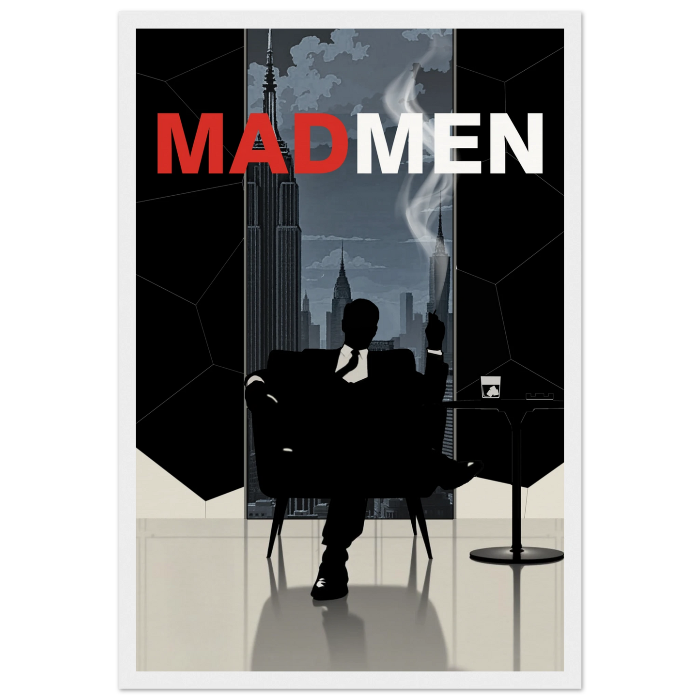 Mad Men Don Draper Retro Art Print White Wood Frame 30x45 cm 12x18″ Museum-Quality Matte Framed Poster