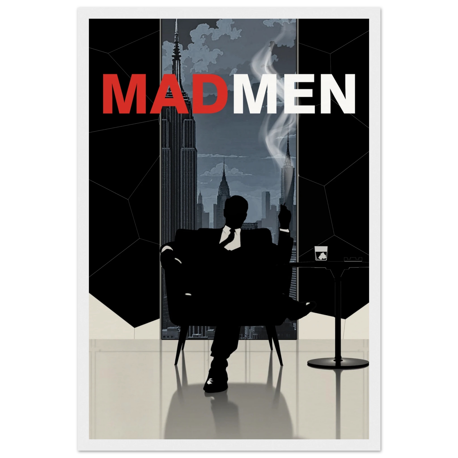 Mad Men Don Draper Retro Art Print White Wood Frame 30x45 cm 12x18″ Museum-Quality Matte Framed Poster