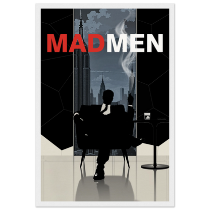 Mad Men Don Draper Retro Art Print White Wood Frame 30x45 cm 12x18″ Museum-Quality Matte Framed Poster