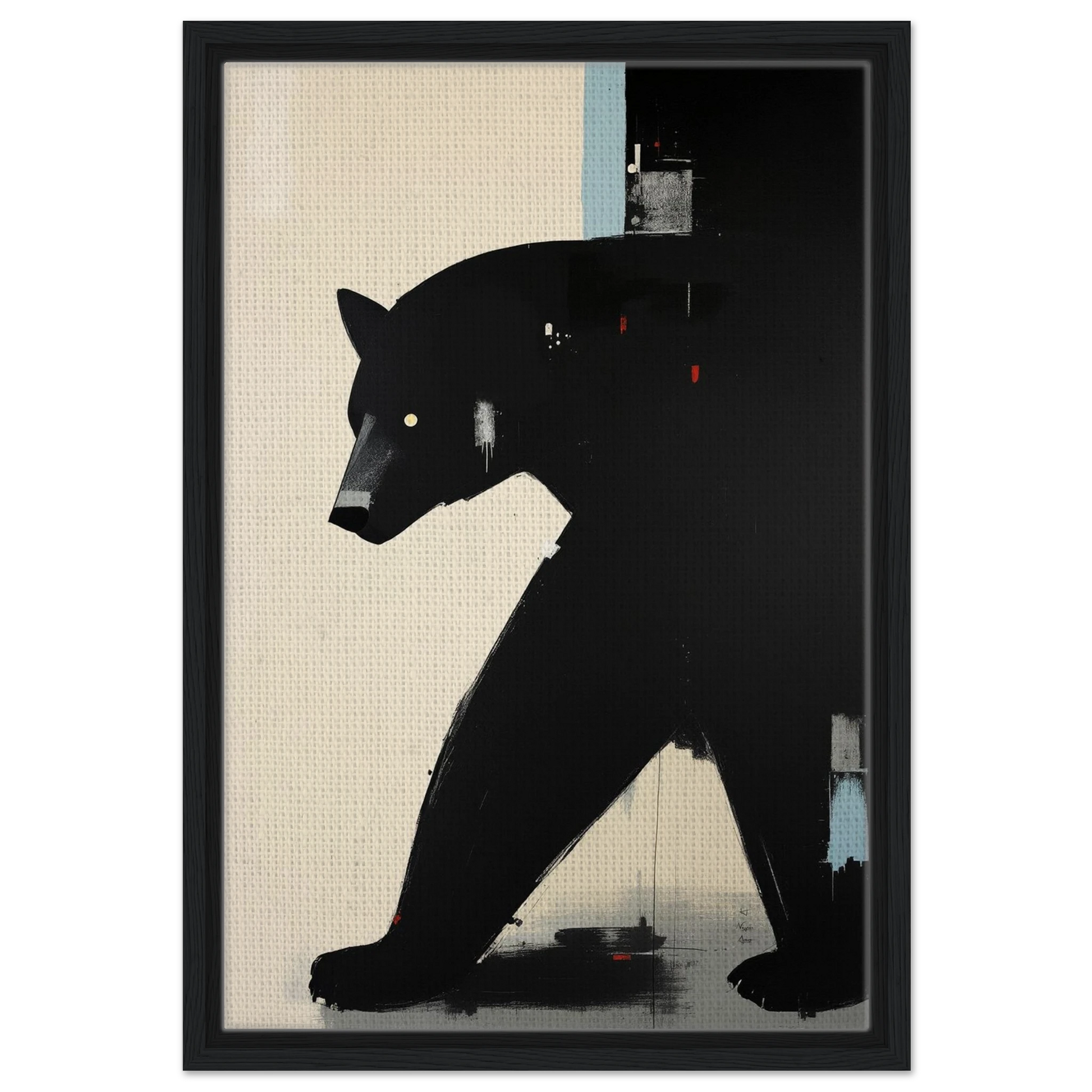 Minimalist Abstract Black Bear Art Poster Print Black Wood Frame 40x60 cm 16x24″ Framed Canvas