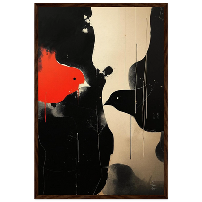 Abstract Bird Minimalist Fine Art Print 40x60 cm 16x24″ Museum-Quality Matte Paper Wooden Framed Poster Dark Brown Wood Frame