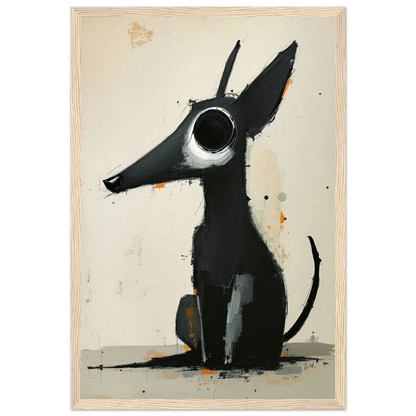 Big Eyed Abstract Dog Fine Art Print Light Wood Frame 30x45 cm 12x18″ Classic Matte Paper Wooden Framed Poster
