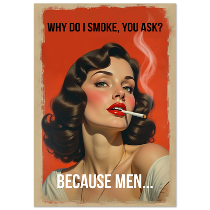 Retro Smoking Pin-Up Girl Art Print No Frame 70x100 cm 28x40″ Premium Matte Paper Poster