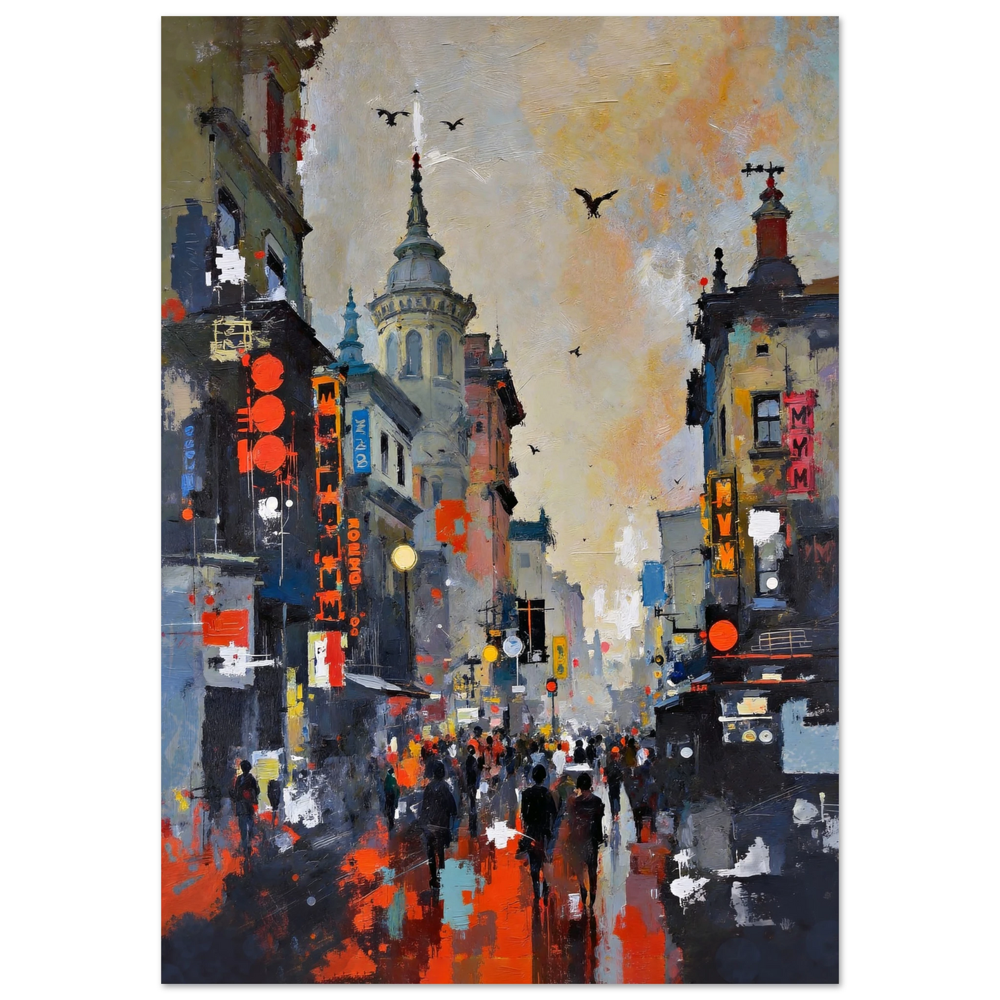 Gothic City Street Art Print - European Cityscape
