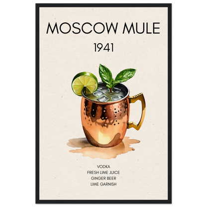 Moscow Mule Cocktail Bar Poster Print Black Wood Frame 40x60 cm 16x24″ Museum-Quality Matte Paper Wooden Framed Poster