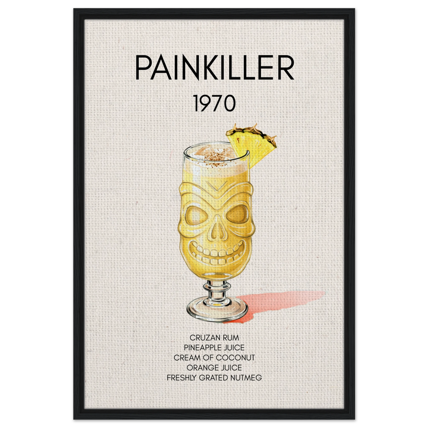 Painkiller Cocktail Bar Art Poster Print Black Wood Frame 60x90 cm 24x36″ Framed Canvas