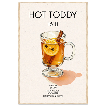 Hot Toddy Cocktail Bar Art Print Light Wood Frame 60x90 cm 24x36″ Premium Matte Paper Wooden Framed Poster