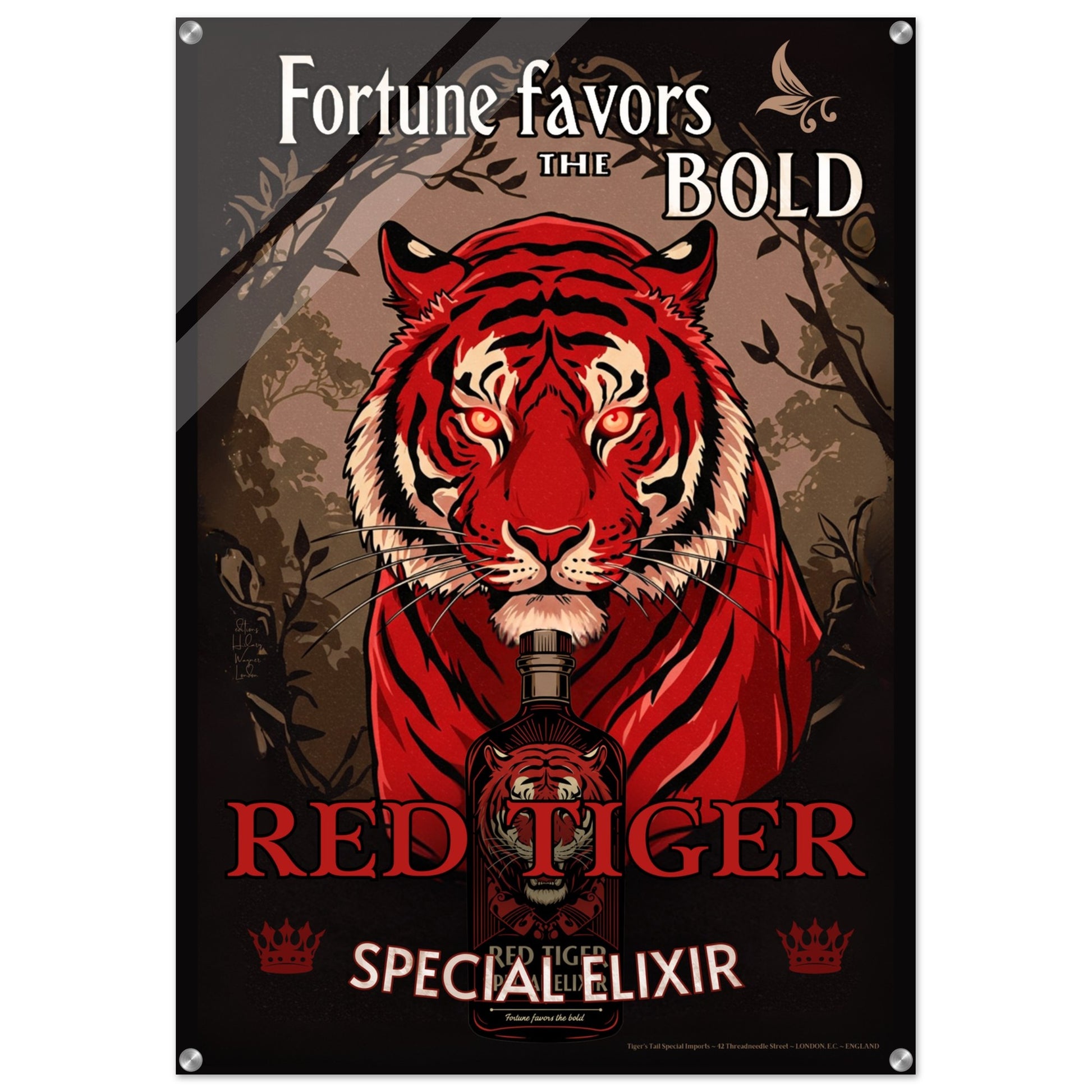 Tiger Cocktail Bar Art Poster Print 40x60 cm 16x24″ Museum-Quality Matte Framed Poster Black Wood Frame