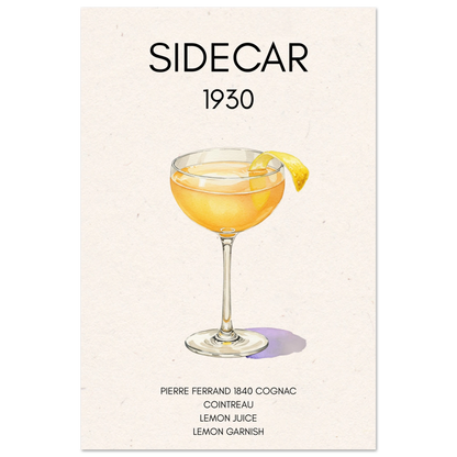 Classic Sidecar Cocktail Bar Art Print No Frame 30x45 cm 12x18″ Premium Matte Paper Poster