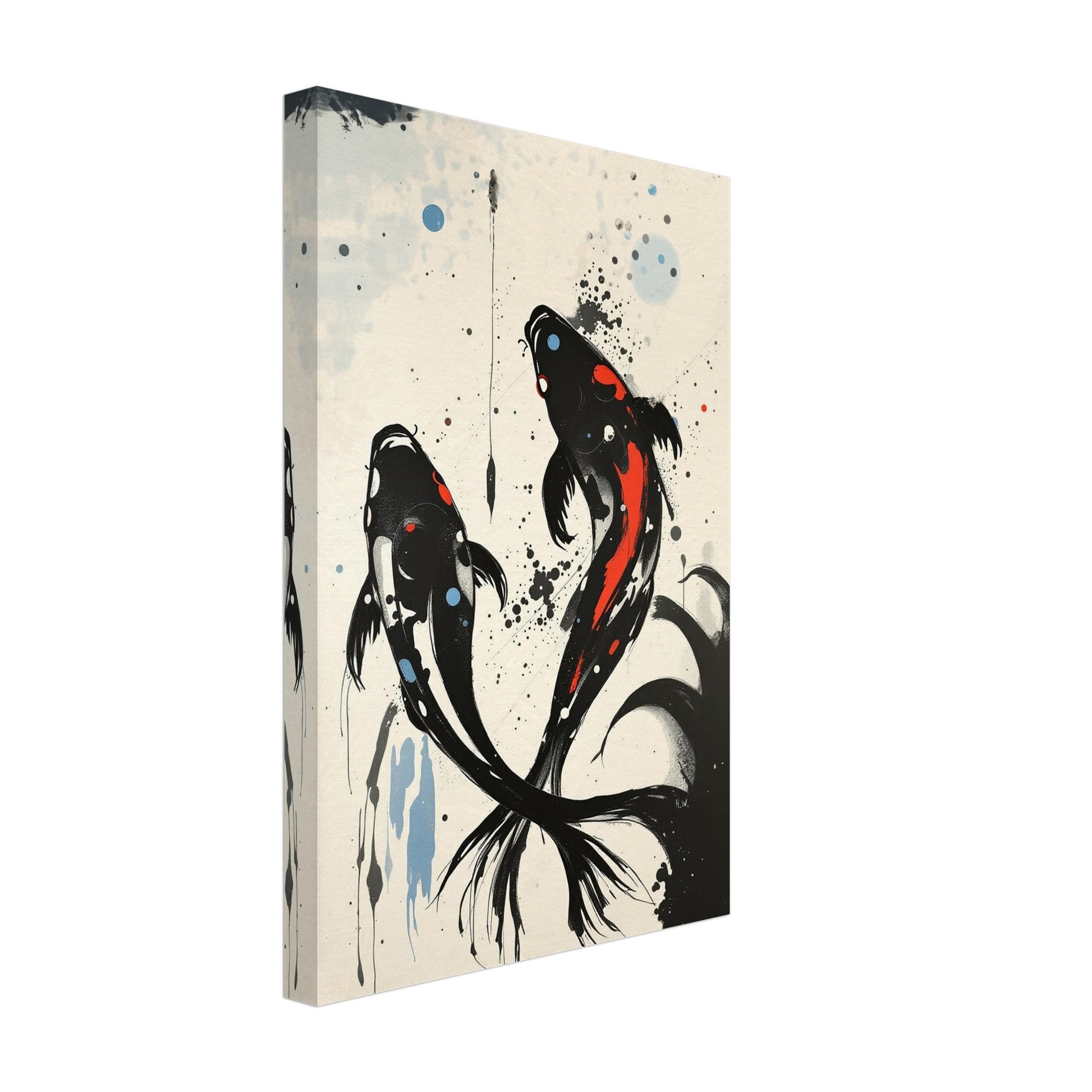 Modern Koi Fish Ocean Art Print 40x60 cm 16x24″ Museum-Quality Matte Framed Poster Dark Brown Wood Frame