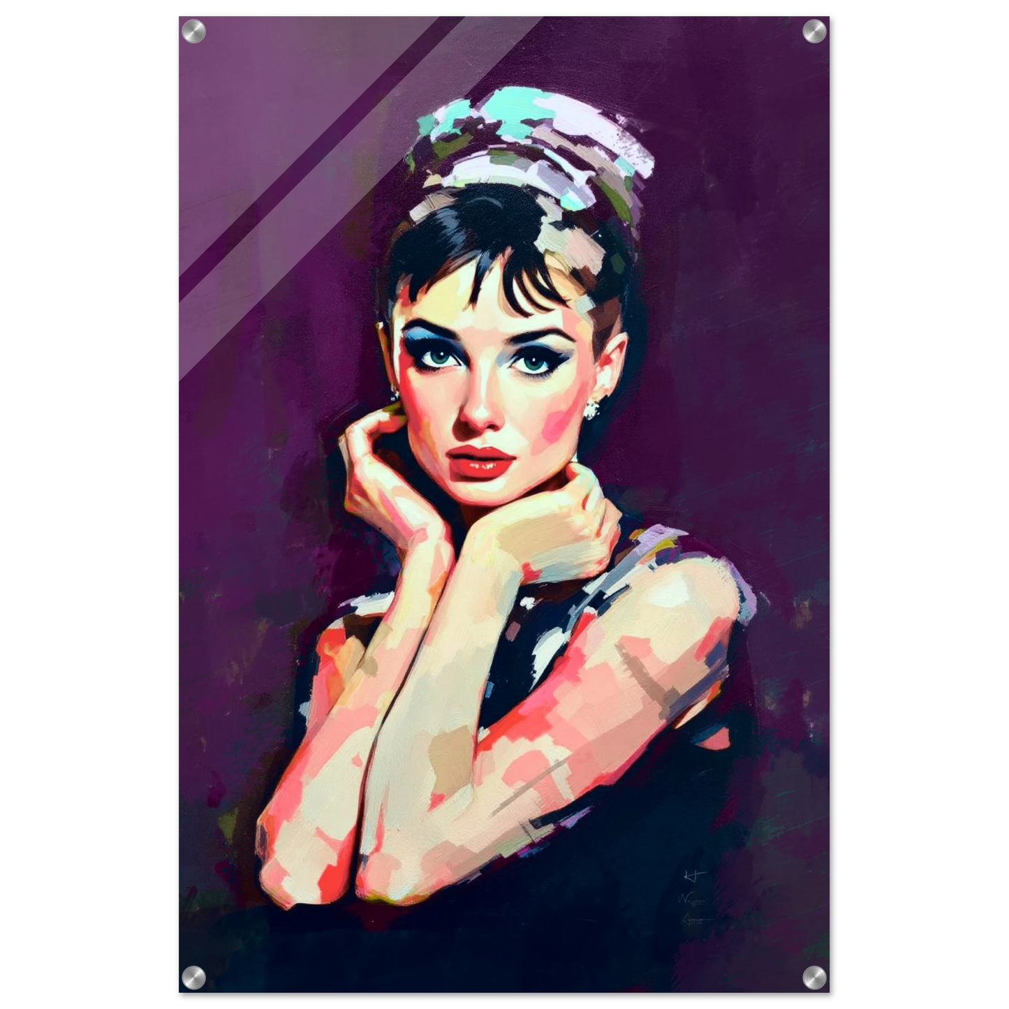 Audrey Hepburn Painting Art Print 60x90 cm 24x36″ Sleek Acrylic Print No Frame