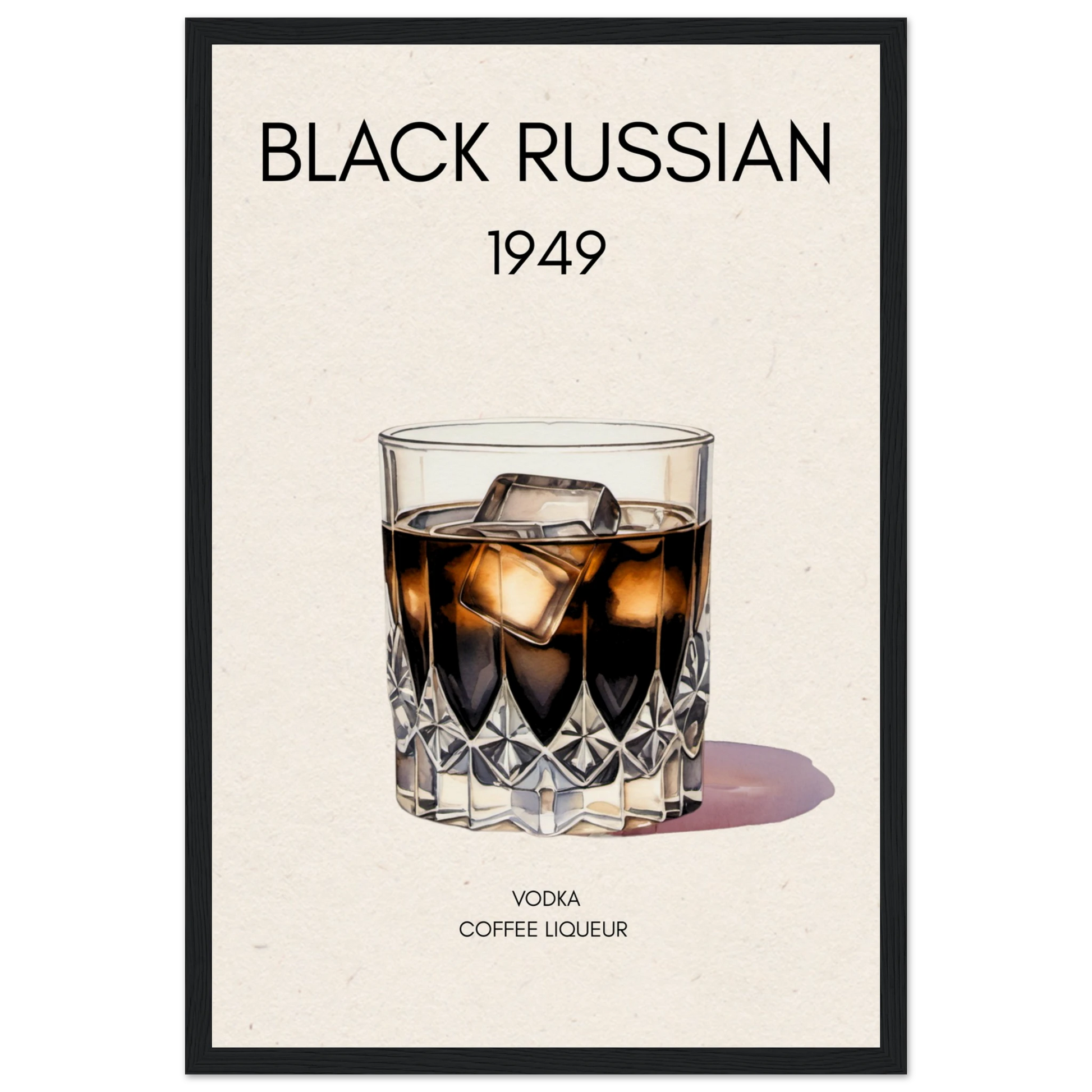 Black Russian Cocktail Bar Art Print Black Wood Frame 30x45 cm 12x18″ Museum-Quality Matte Paper Wooden Framed Poster