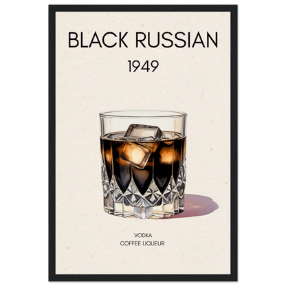 Black Russian Cocktail Bar Art Print Black Wood Frame 30x45 cm 12x18″ Museum-Quality Matte Paper Wooden Framed Poster