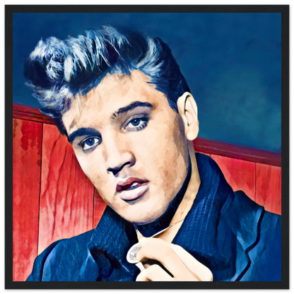 Young Elvis Presley Art Print Black Wood Frame 40x40 cm 16x16″ Premium Matte Framed Poster