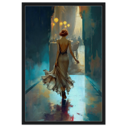 1920's Speakeasy Flapper Lounge Art Print 60x90 cm 24x36″ Framed Canvas Black Wood Frame