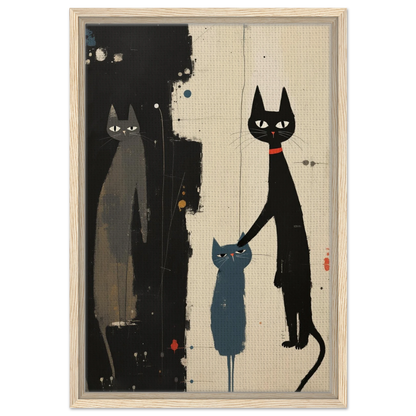 Abstract Cat Family Art Poster Print Light Wood Frame 40x60 cm 16x24″ Framed Canvas