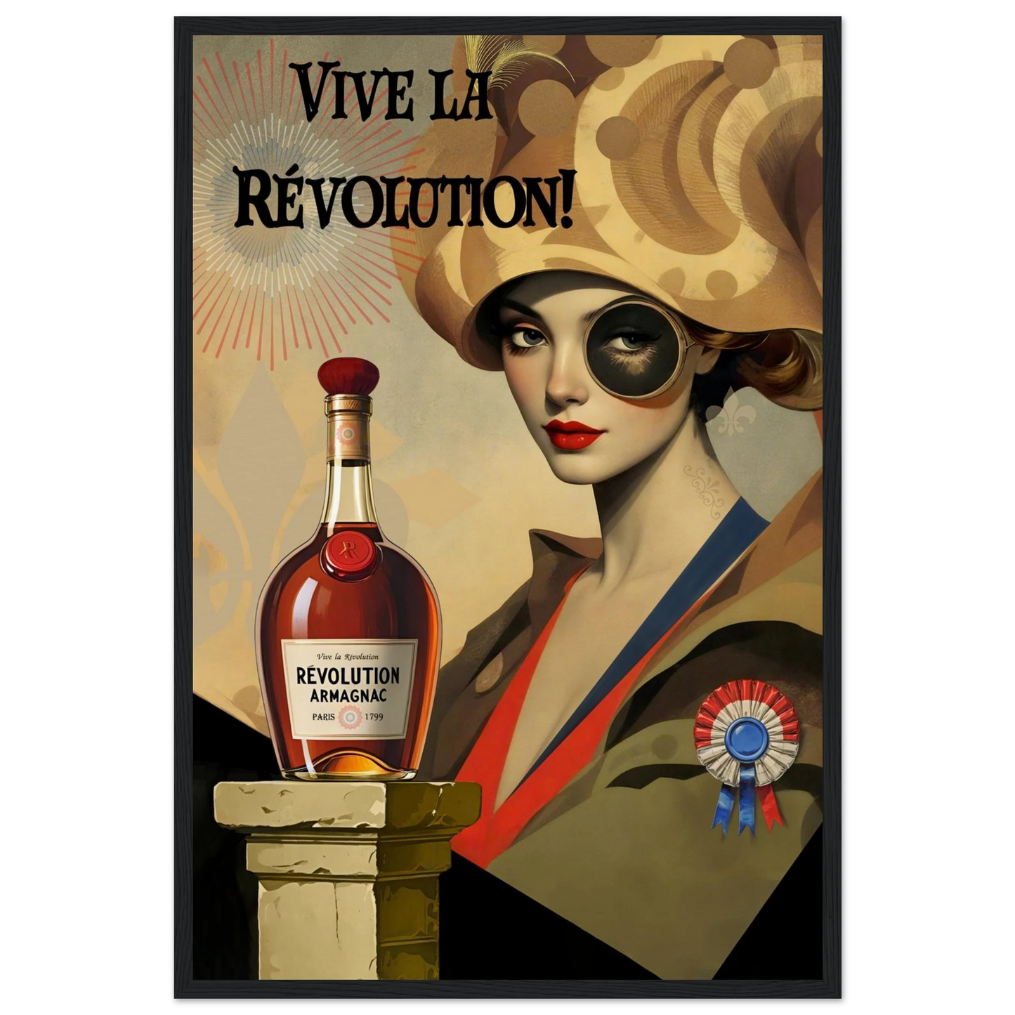 Vintage French Revolution Cognac Art Print Black Wood Frame 40x60 cm 16x24″ Museum-Quality Matte Paper Wooden Framed Poster