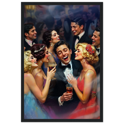 1920s Great Gatsby Speakeasy Party Art Print Black Wood Frame 30x45 cm 12x18″ Premium Matte Framed Poster