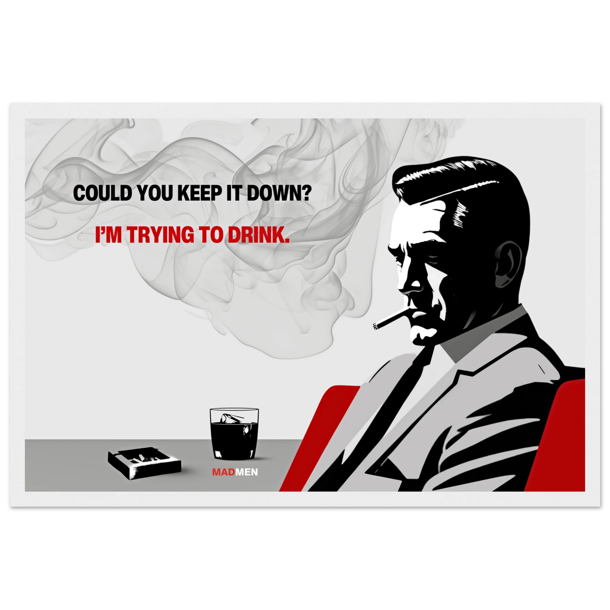 Don Draper Funny Quote Bar Art Print White Wood Frame 30x45 cm 12x18″ Classic Matte Framed Poster