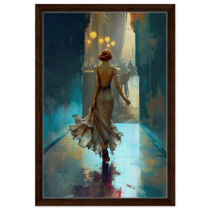 1920's Speakeasy Flapper Lounge Art Print 40x60 cm 16x24″ Framed Canvas Dark Brown Wood Frame