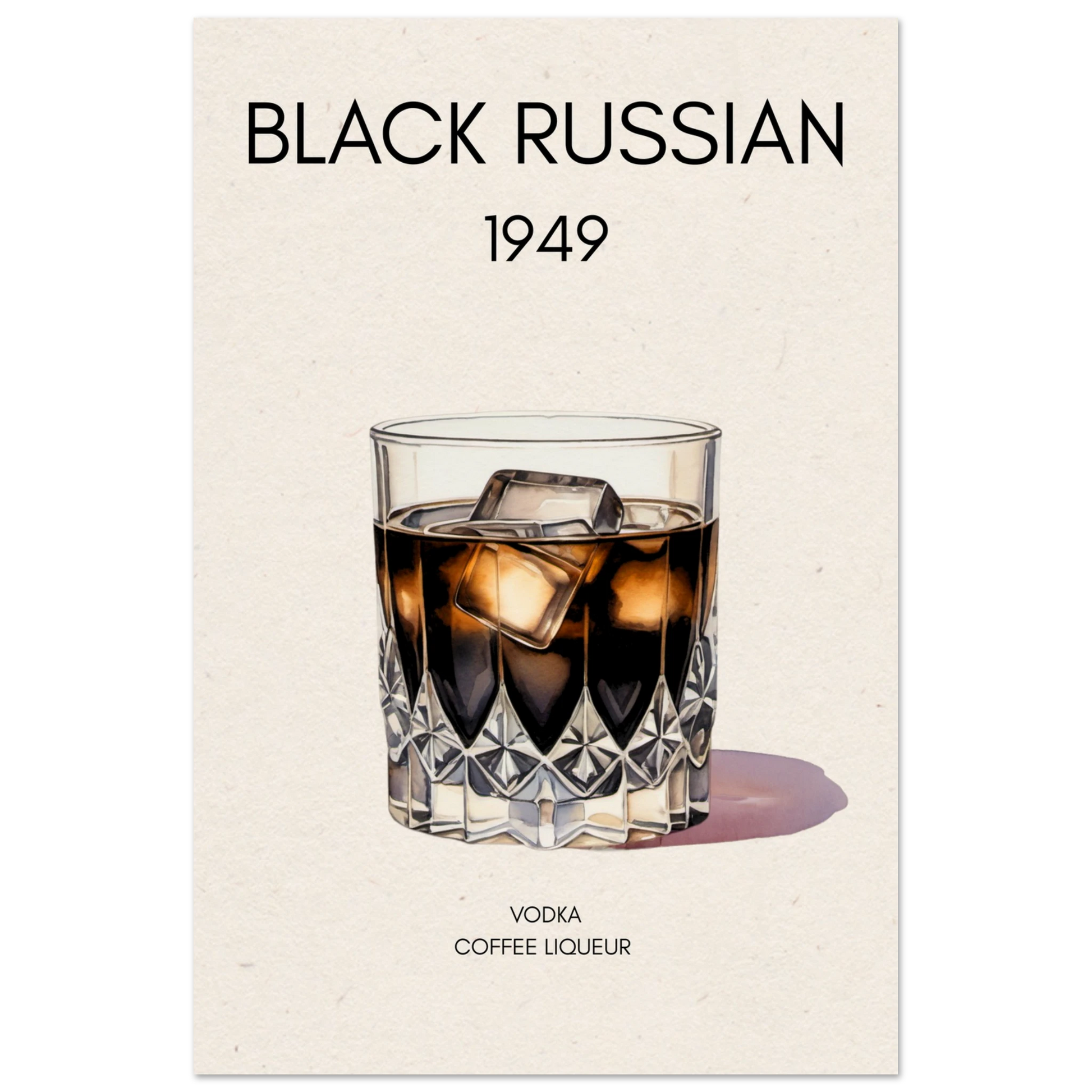 Black Russian Cocktail Bar Art Print No Frame 40x60 cm 16x24″ Museum-Quality Matte Paper Poster