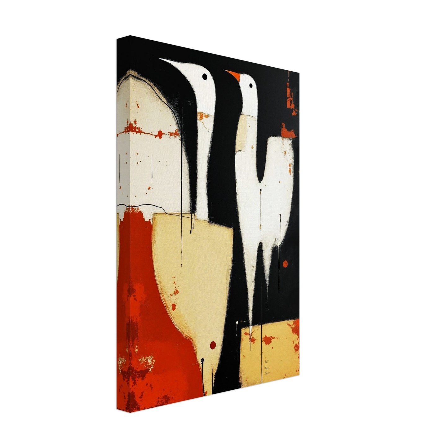 Abstract Neutral Goose Bird Art Print 40x60 cm 16x24″ Museum-Quality Wooden Framed Poster Black frame