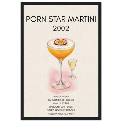Porn Star Martini Bar Art Cocktail Print Black Wood Frame 30x45 cm 12x18″ Museum-Quality Matte Paper Wooden Framed Poster