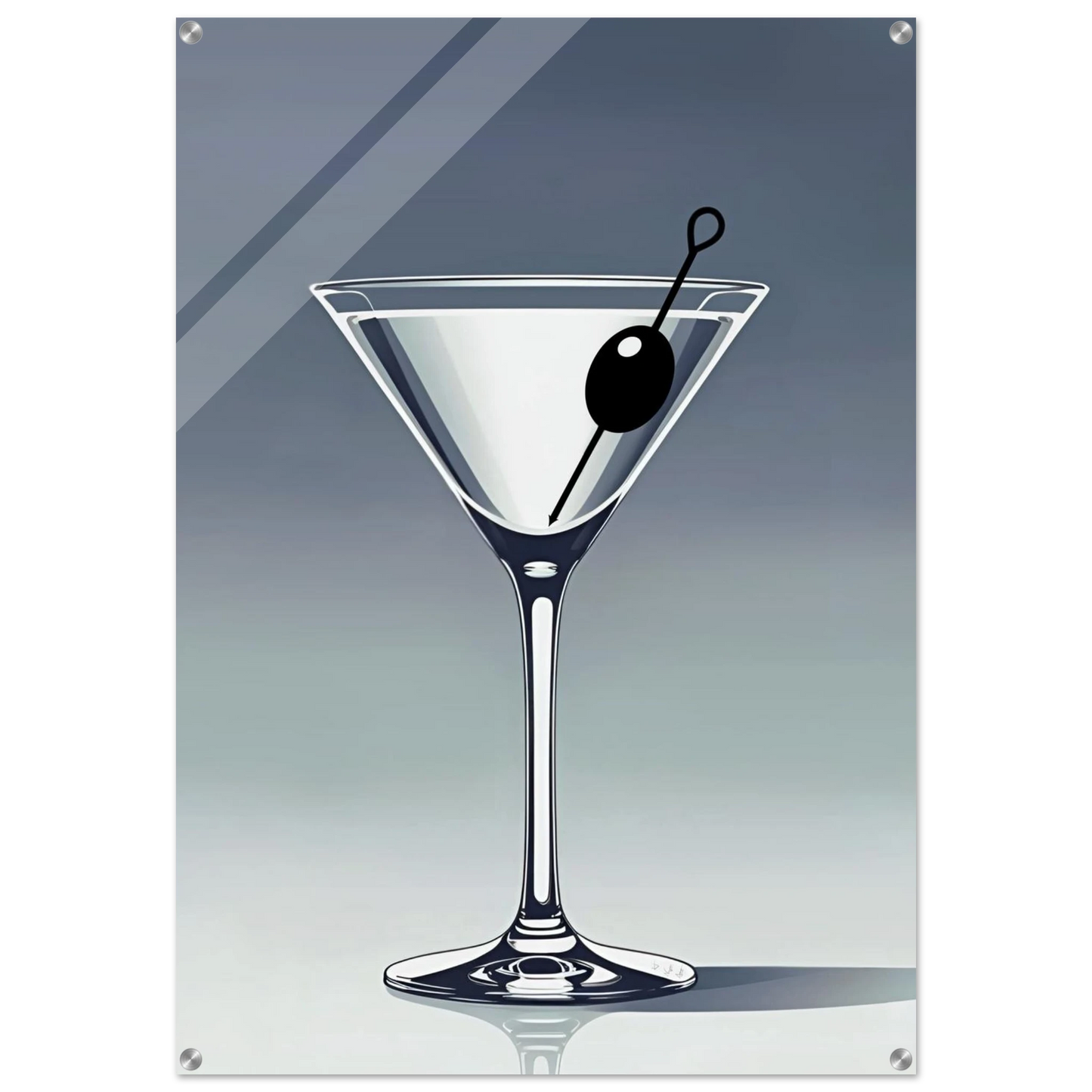 Retro Martini Cocktail Bar Art Print 70x100 cm 28x40″ Sleek Acrylic Print No Frame