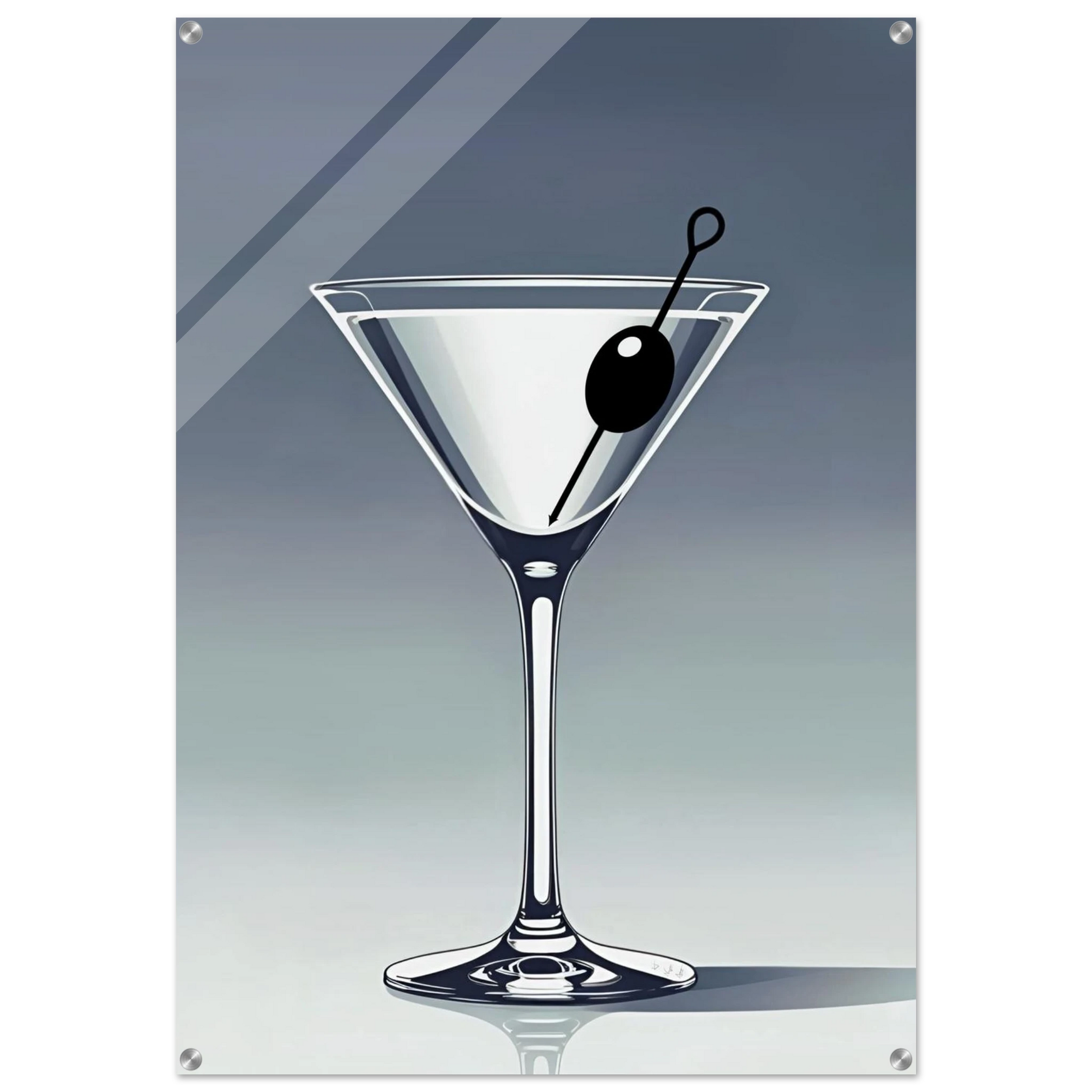 Retro Martini Lounge Cocktail Bar Art Print 70x100 cm 28x40″ Sleek Acrylic Print No Frame