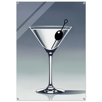 Retro Martini Lounge Cocktail Bar Art Print 70x100 cm 28x40″ Sleek Acrylic Print No Frame