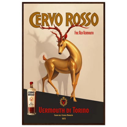 Art Deco Golden Deer Cocktail Bar Poster Print 60x90 cm 24x36″ Premium Matte Paper Wooden Framed Poster Dark Brown Wood Frame