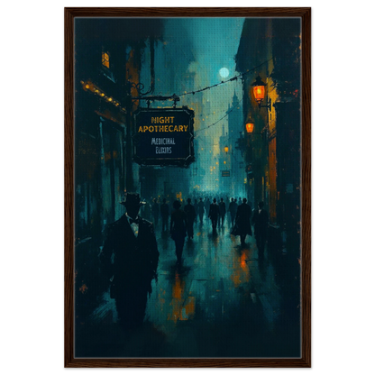 Prohibition Speakeasy Moody Nightlife Art Print 60x90 cm 24x36″ Framed Canvas Dark Brown Wood Frame